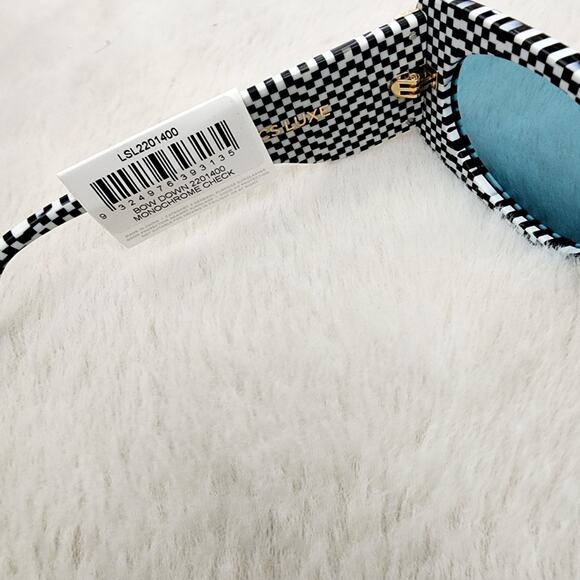 NEW Le Specs Bow Down Monochrome Black and White Checkered Unisex Sunglasses main image 4